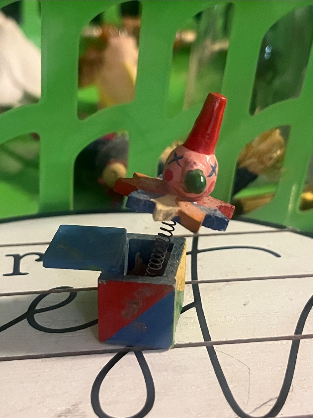 Vintage Dollhouse size Wooden Jack-in-the-Box Toy - Multicolor 297